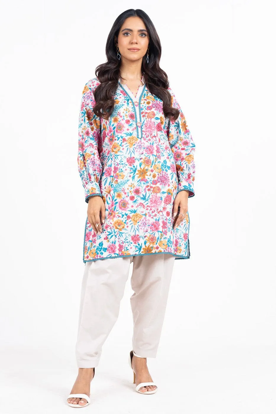 1 Pc Printed Silver Lawn Shirt 