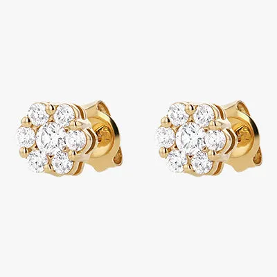 14K H-I/SI Flower Diamond Stud Earrings with 0.50 Carats