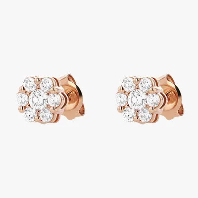 14K H-I/SI Flower Diamond Stud Earrings with 0.50 Carats