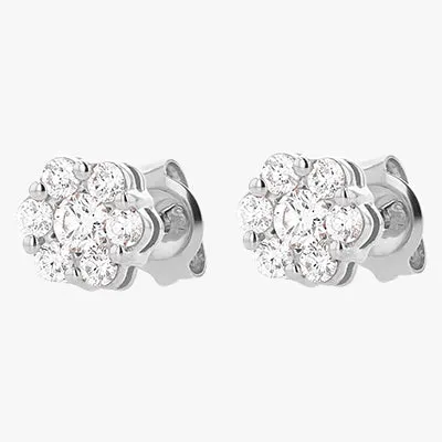 14K H-I/SI Flower Diamond Stud Earrings with 0.50 Carats