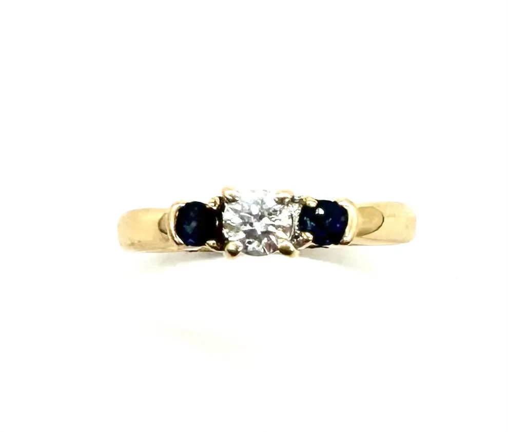 3 Stone Diamond & Sapphire Ring