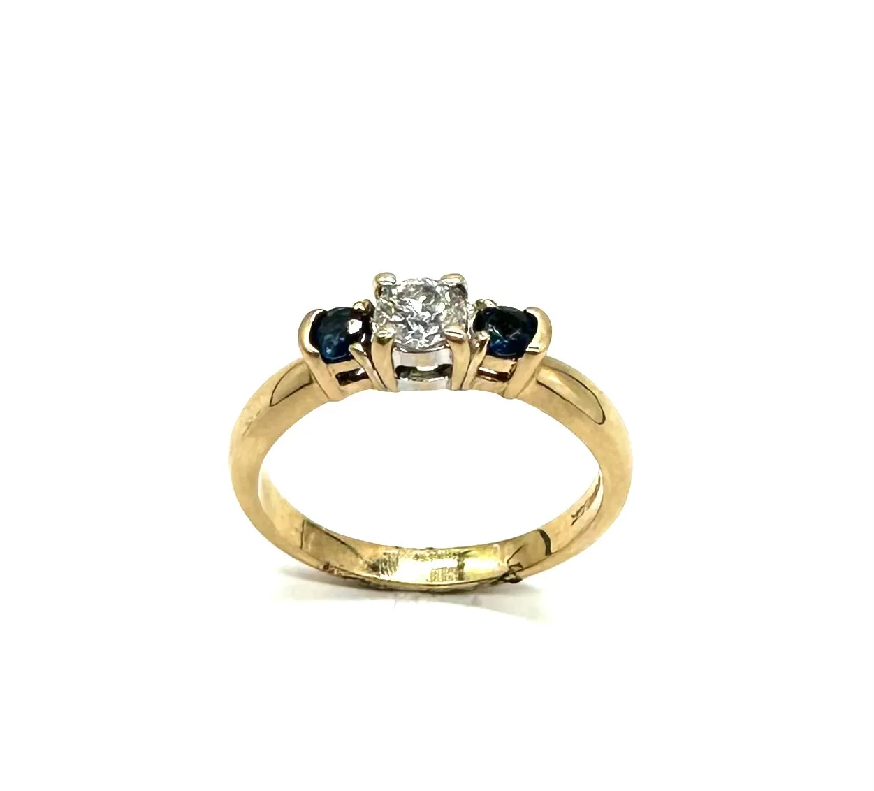 3 Stone Diamond & Sapphire Ring