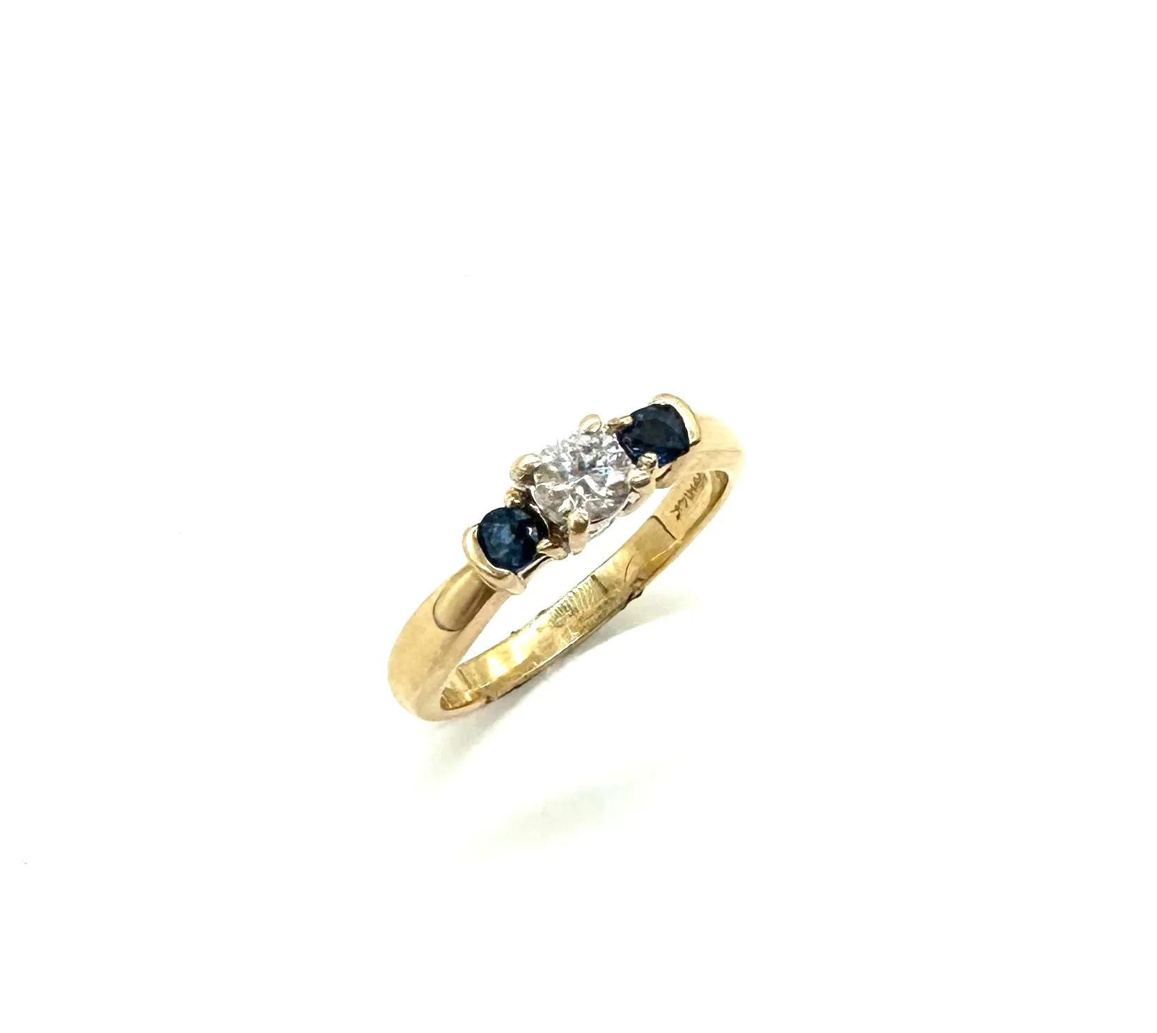 3 Stone Diamond & Sapphire Ring