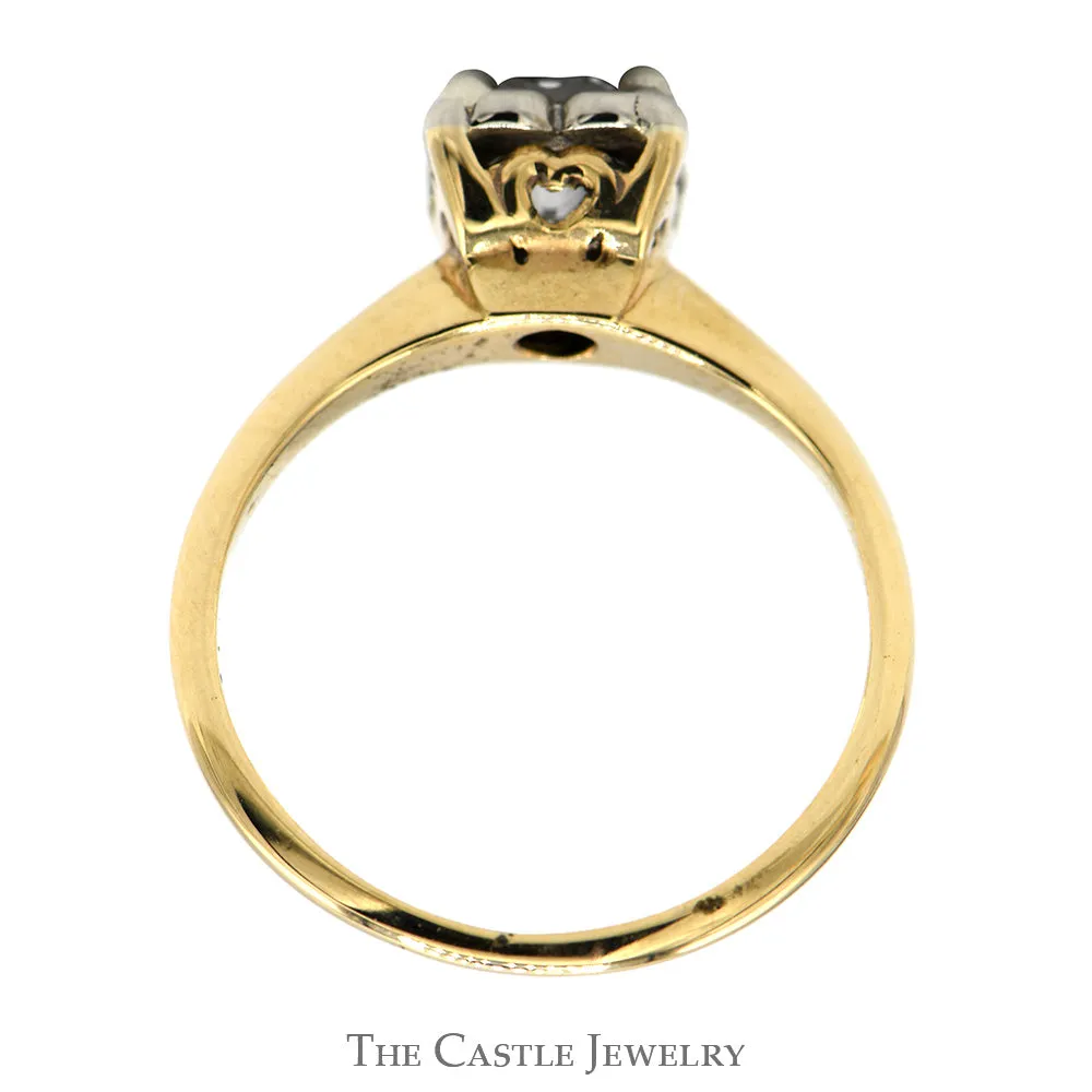 .60ct Round Diamond Solitaire Engagement Ring in 14k Yellow Gold 4 Prong Mounting