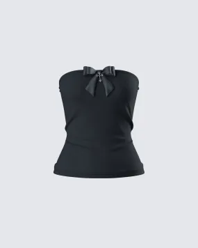 Aloa Black Bow Jersey Tube Top