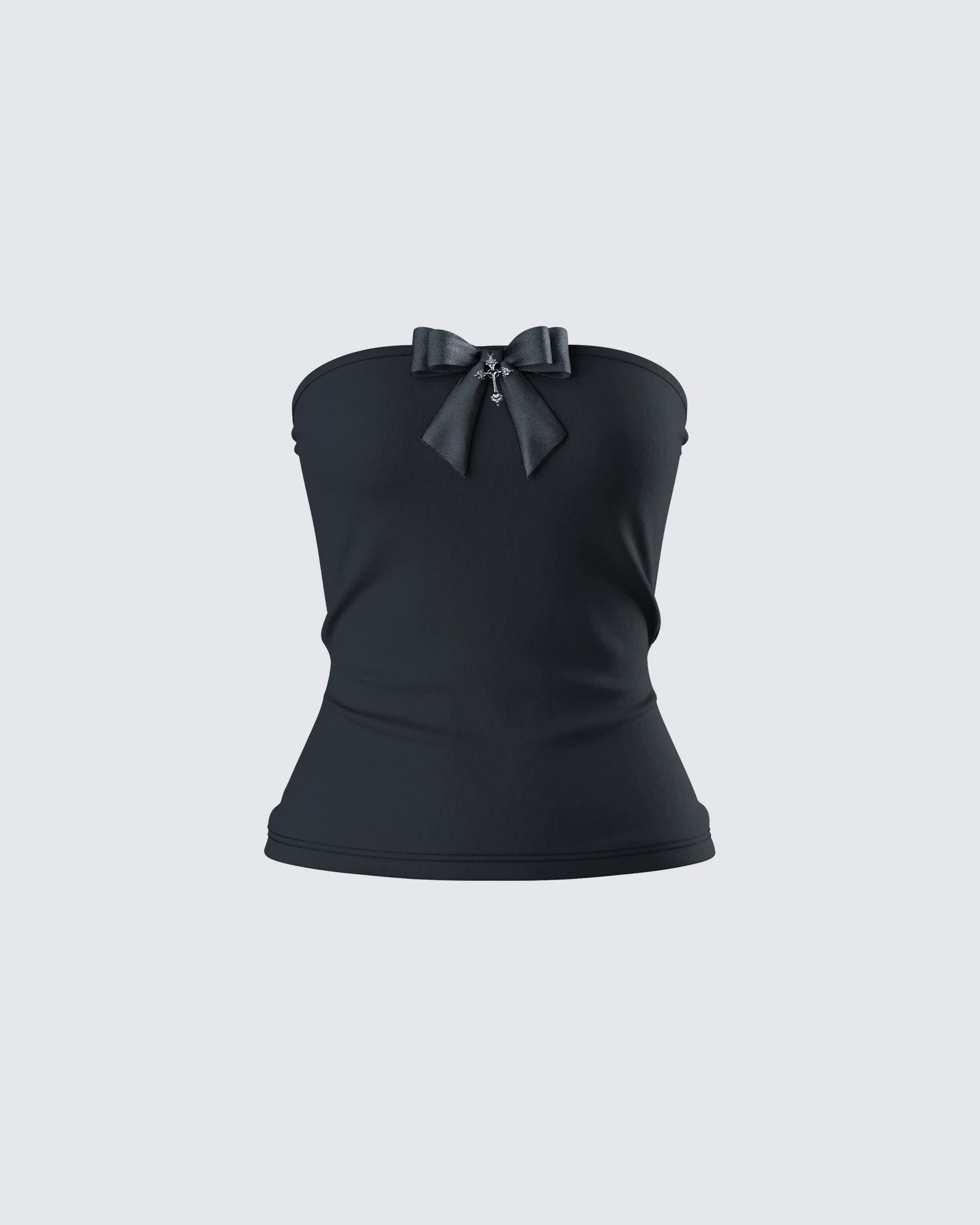 Aloa Black Bow Jersey Tube Top