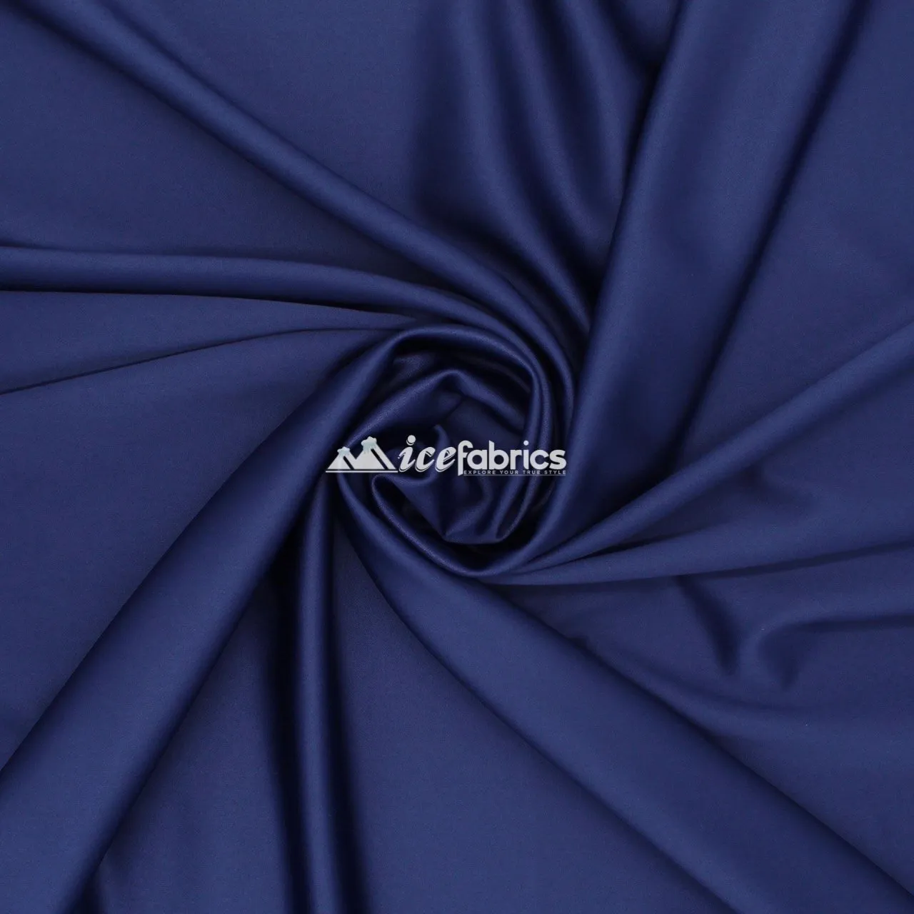 Armani Silk Fabric/ Thick Stretch Satin Fabric/ Spandex Fabric/ Navy Blue