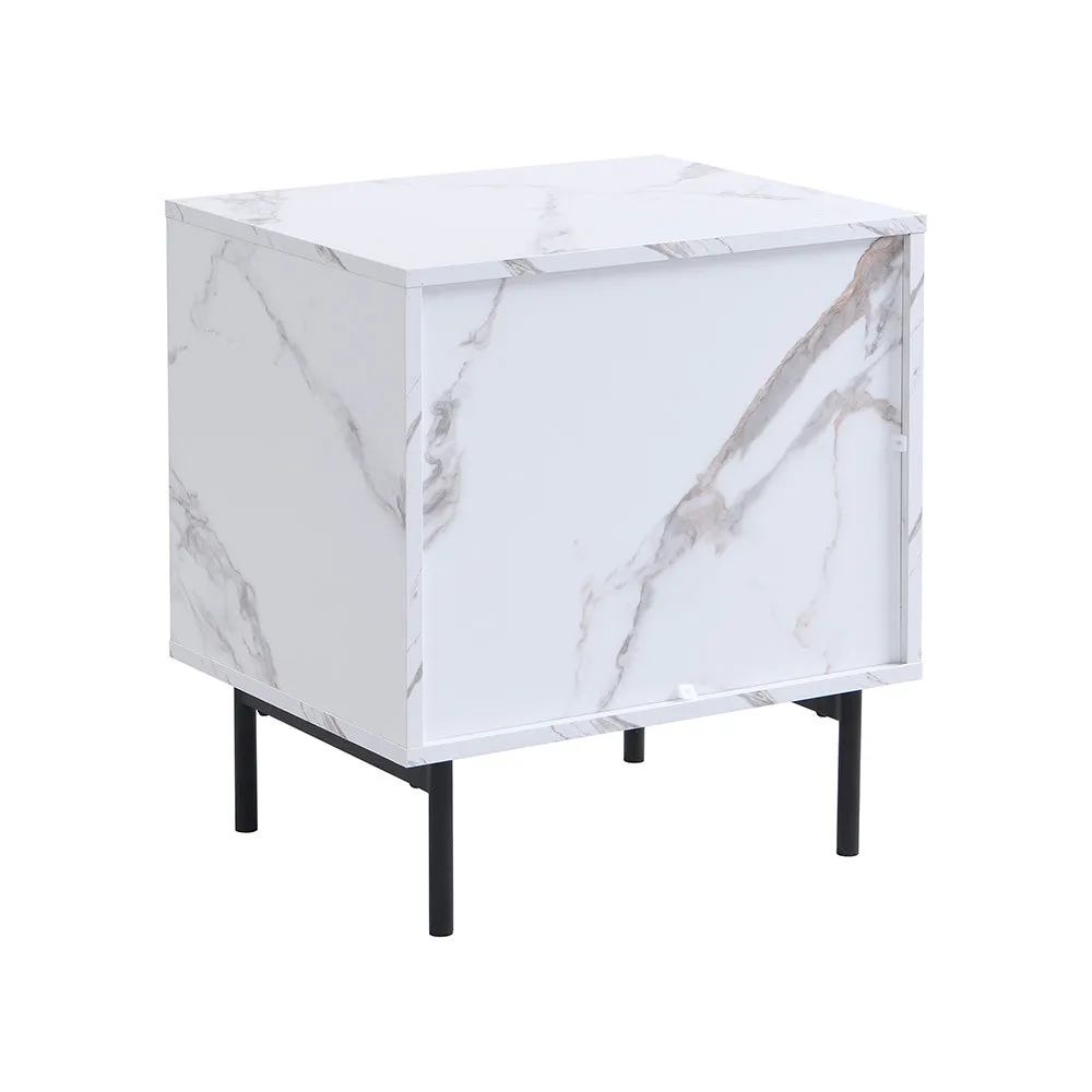 Aspen Oak and Marble Effect 2-Drawer Bedside Table