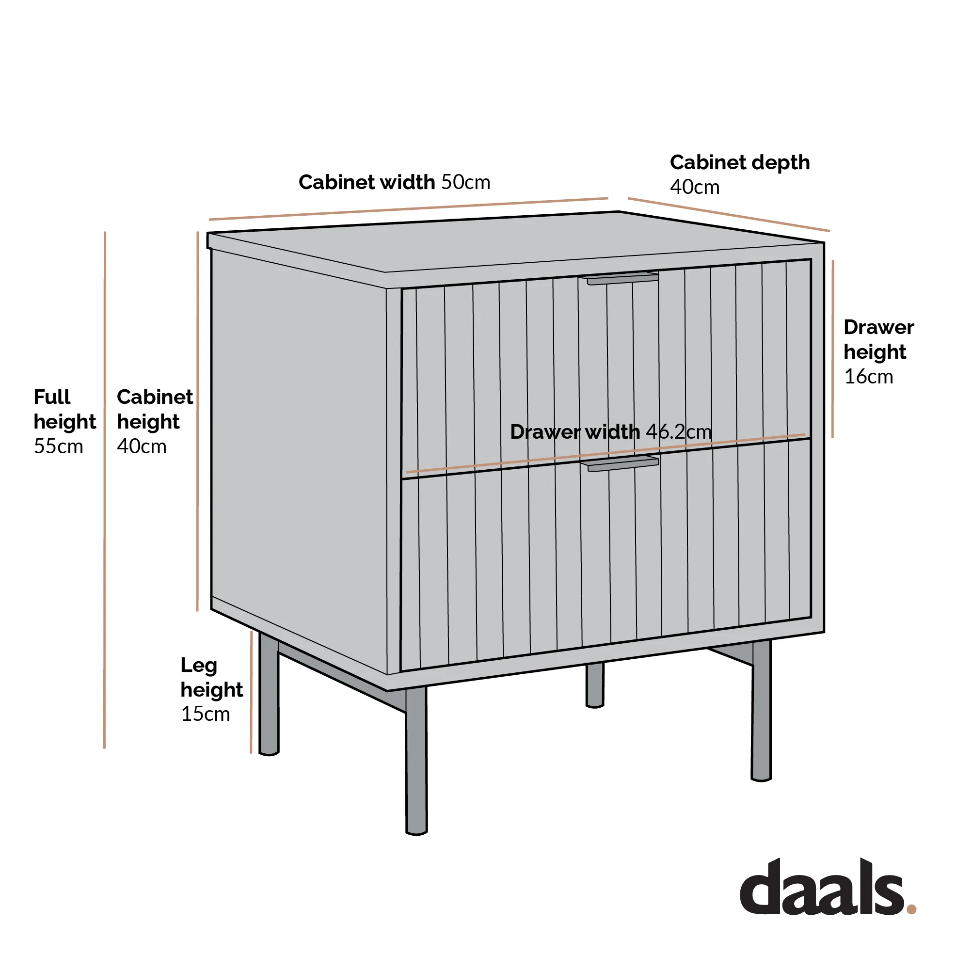 Aspen Oak and Marble Effect 2-Drawer Bedside Table