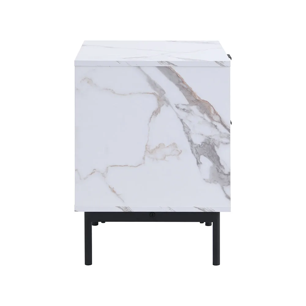 Aspen Oak and Marble Effect 2-Drawer Bedside Table