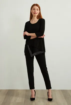 Asymmetrical Studded Hem Top in Black