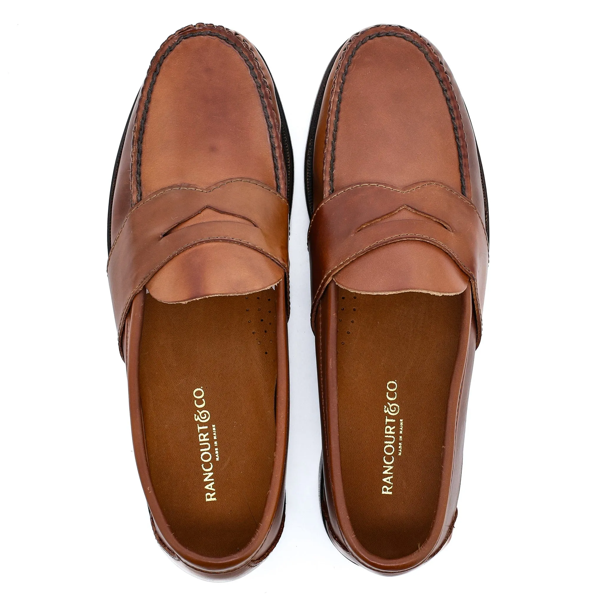 Blue Isle Weltline Penny Loafers - Whiskey Shell Cordovan