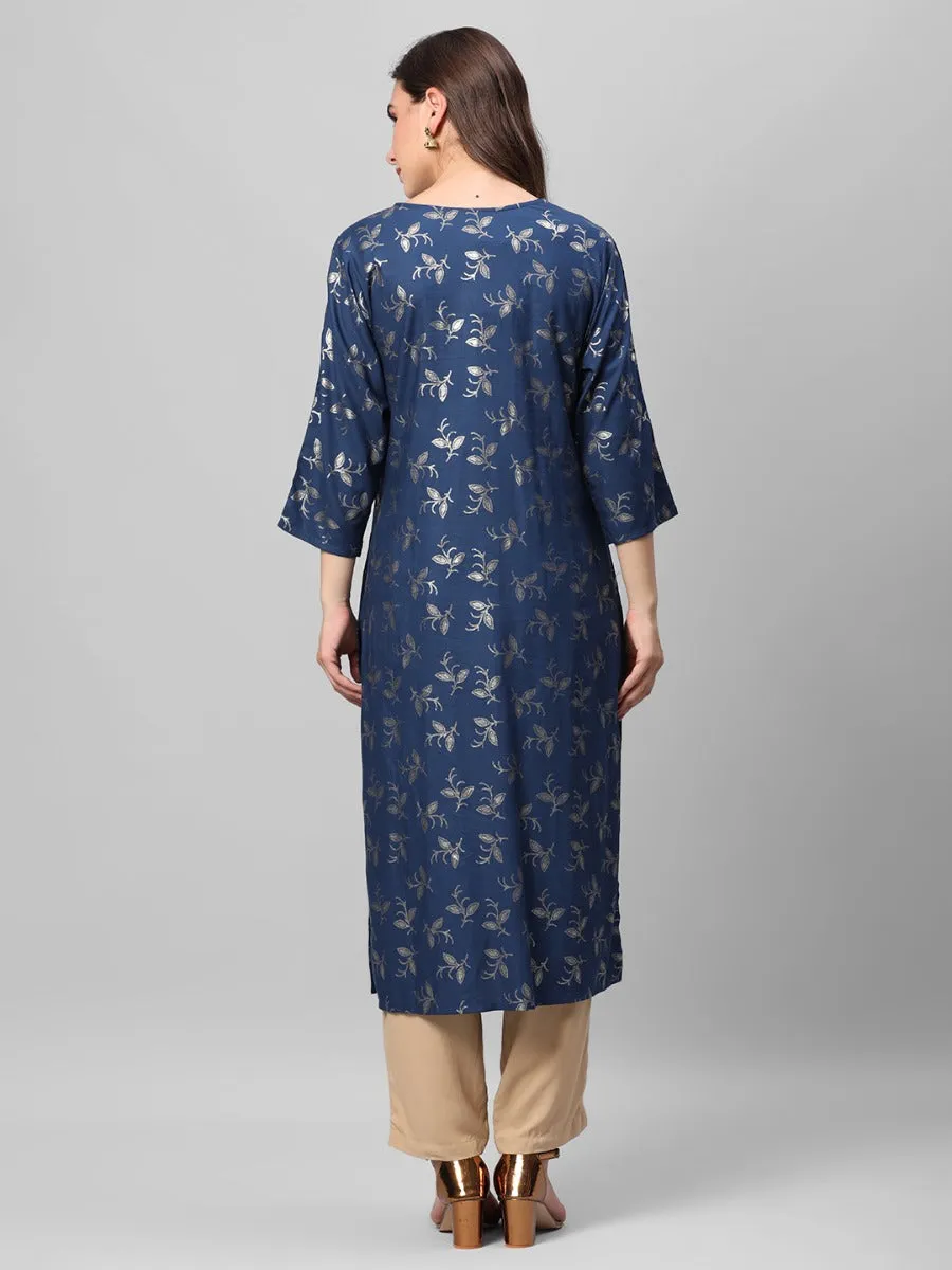 Blue Ornamental Printed Kurta