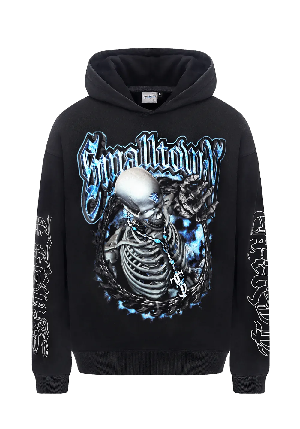 Blue Skull Print Hoodie