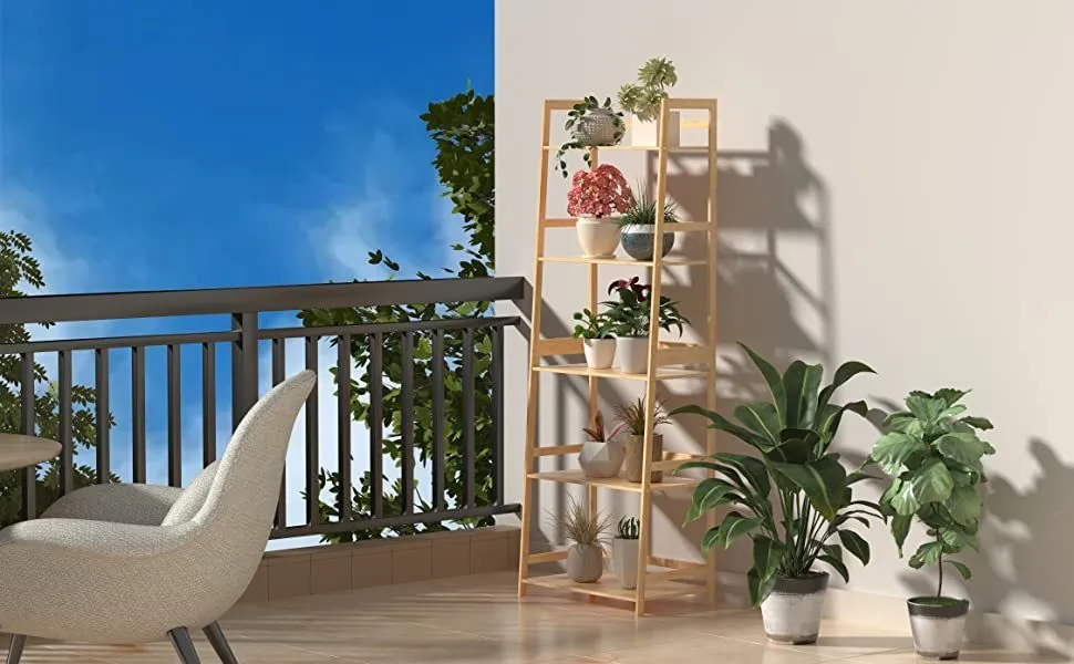 Bookshelf, Ladder Shelf, 4 Tier Tall Bookcase, Modern Open Book Case for Bedroom, Living Room, Office (NATURAL)