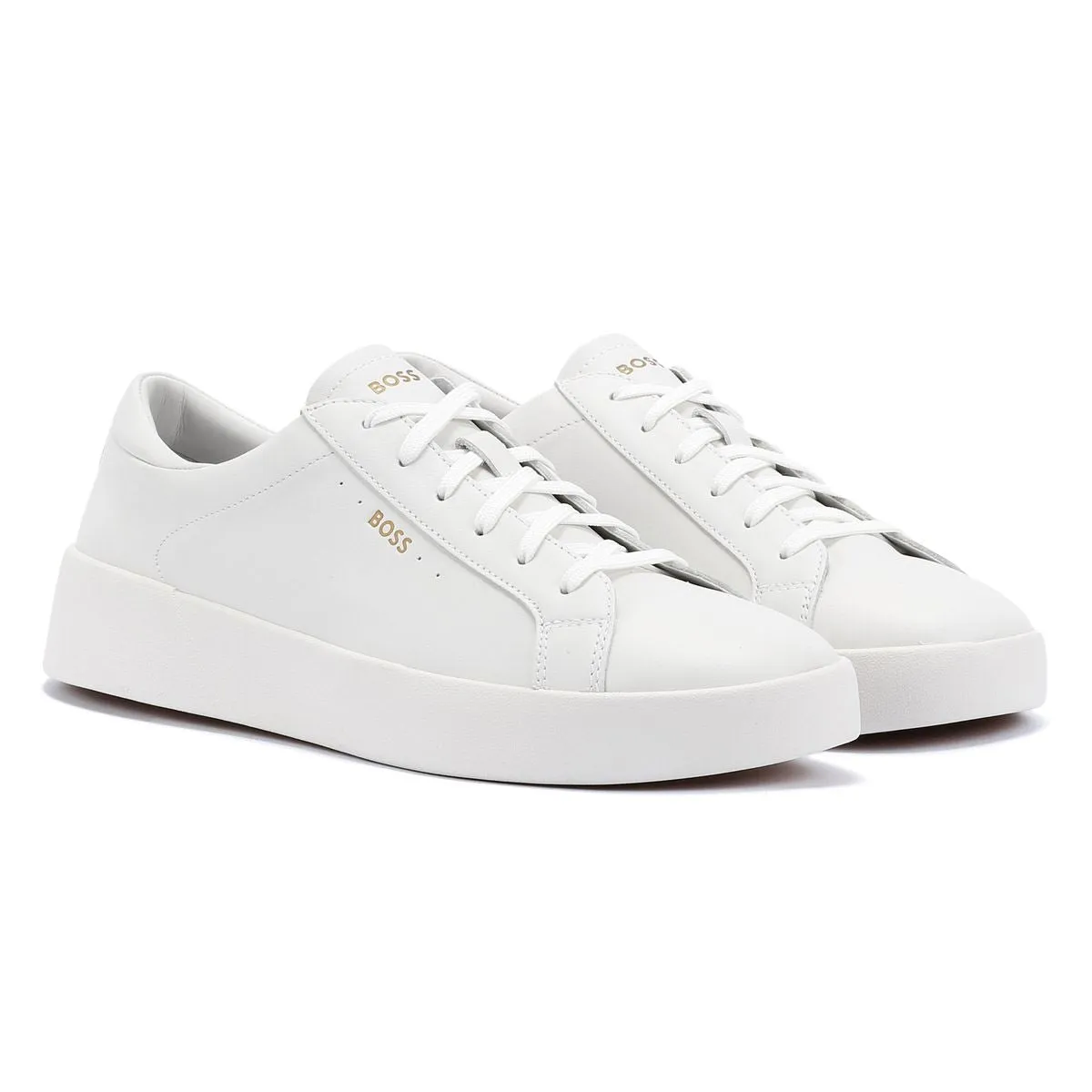 Boss Belwar Tennis Smooth Leather Men's White Trainers