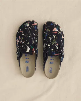 Boston Midnight Birkenstock with Paint. -- Midnight Blue with Bright Multi Paint