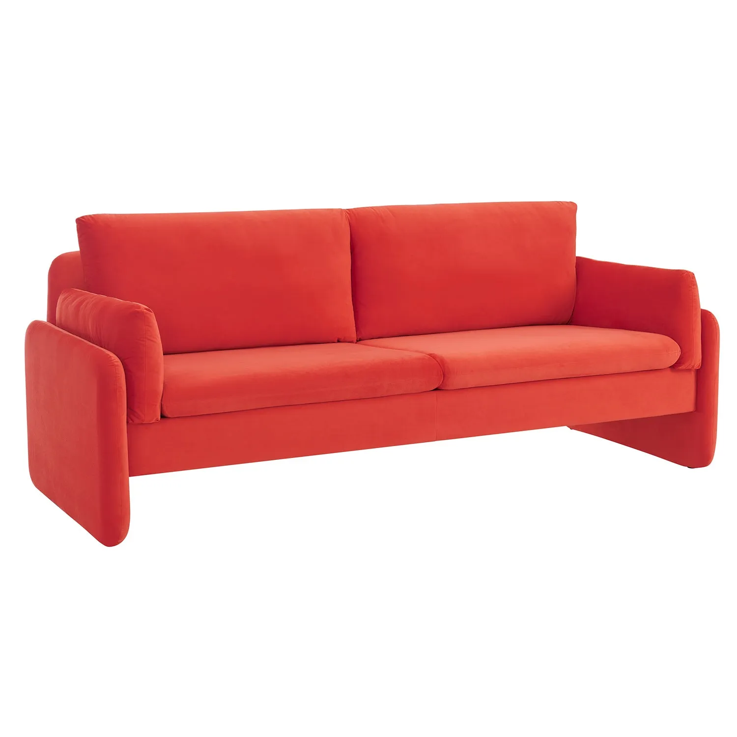 Clapham 3-Seater Flaming Orange Velvet Fabric Sofa