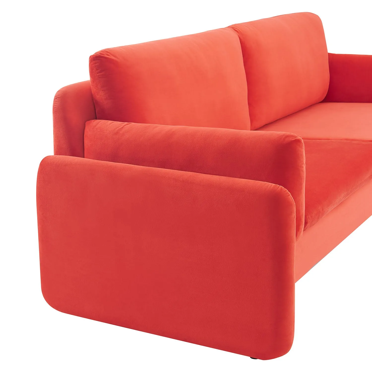 Clapham 3-Seater Flaming Orange Velvet Fabric Sofa