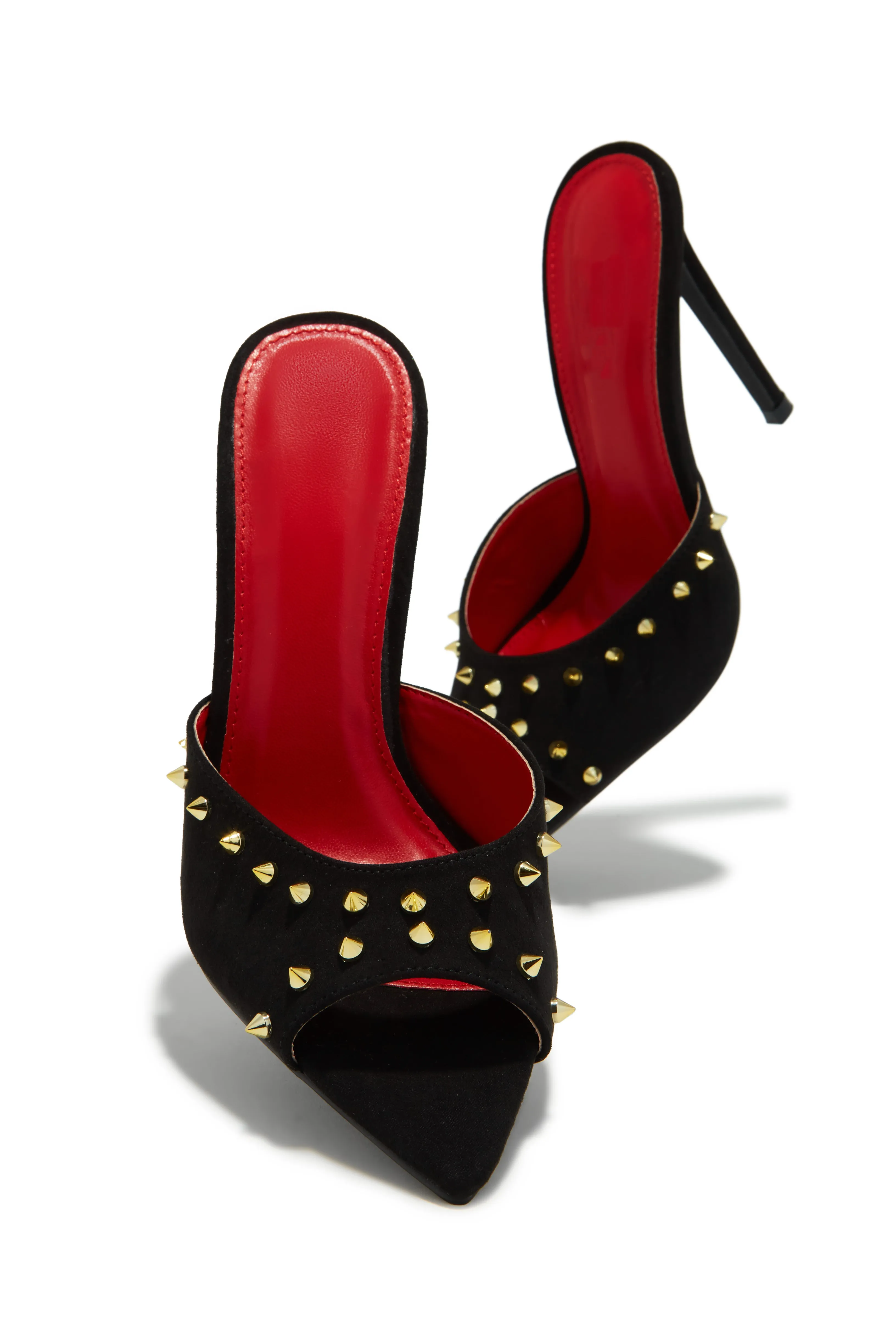 Collette Studded High Heel Mules - Black