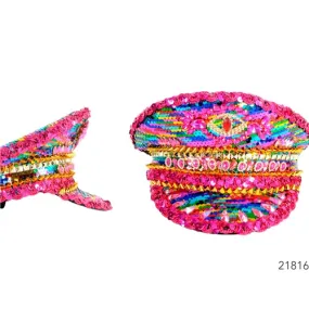 Deluxe Rainbow Studded Sequin Cap