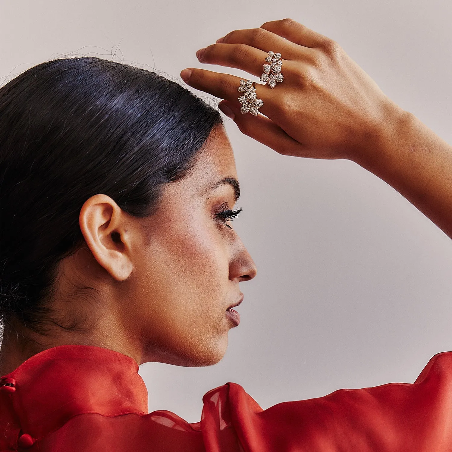 Diamond Flower Petal Ring