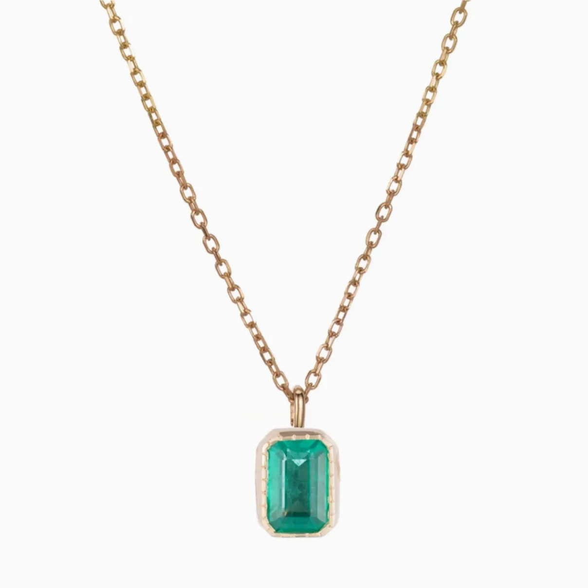 Emerald Cut Emerald Wisp Necklace