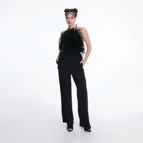 Feathered Halter Jumpsuit