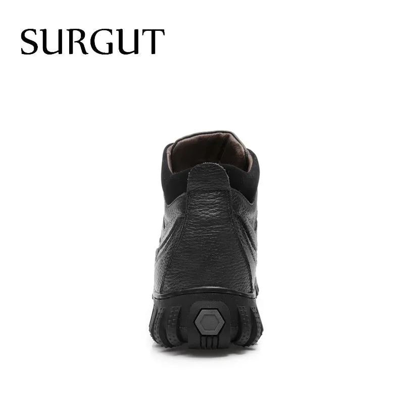 Genuine Leather Military Men Boots Combat Men Infantry Tactical Army Quality Boots Supper Warm Fur Winter Men Snow Boots