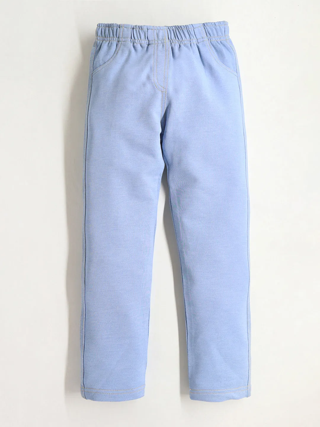 Girls Light Blue Ankle Length Jeggings