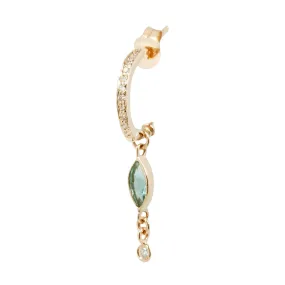 Green Tourmaline Marquise & Diamond Hoop