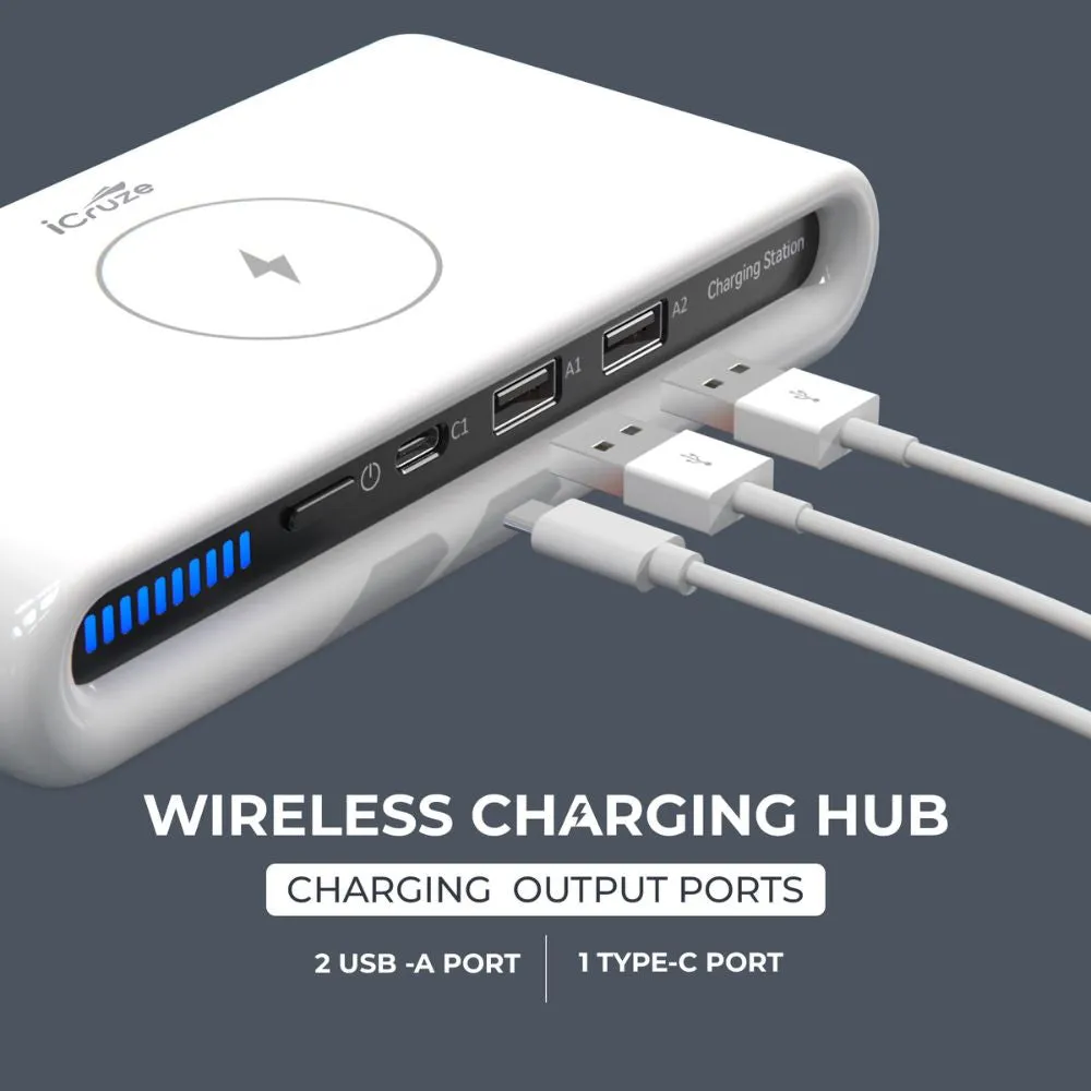 iCruze 4-in-1 Wireless Multiple Charging Stations & Hub (White)