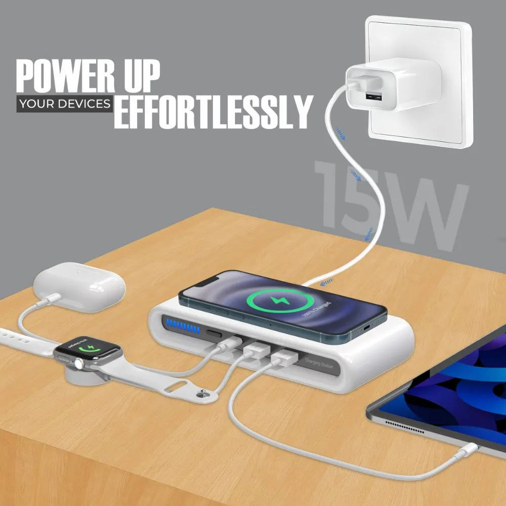 iCruze 4-in-1 Wireless Multiple Charging Stations & Hub (White)