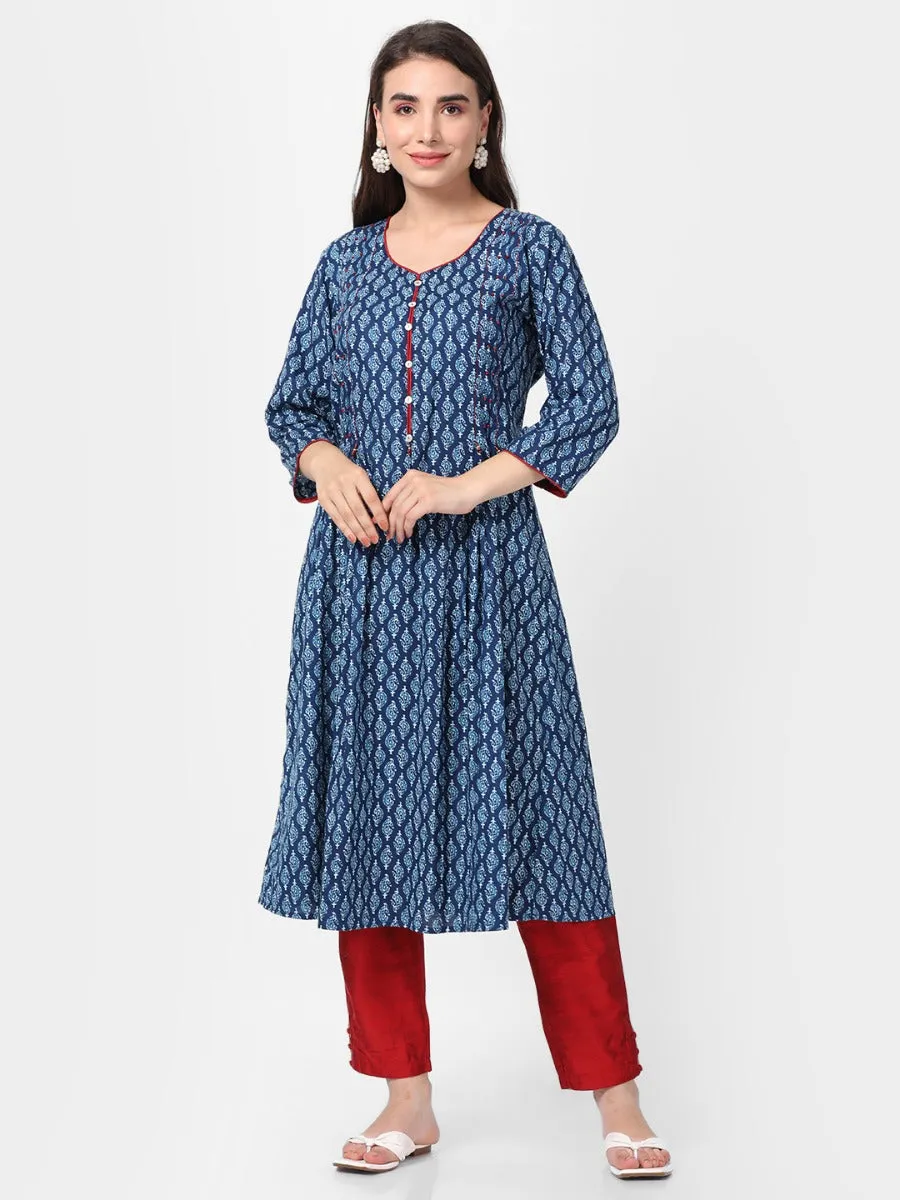 Indigo Ornamental Printed Kurta