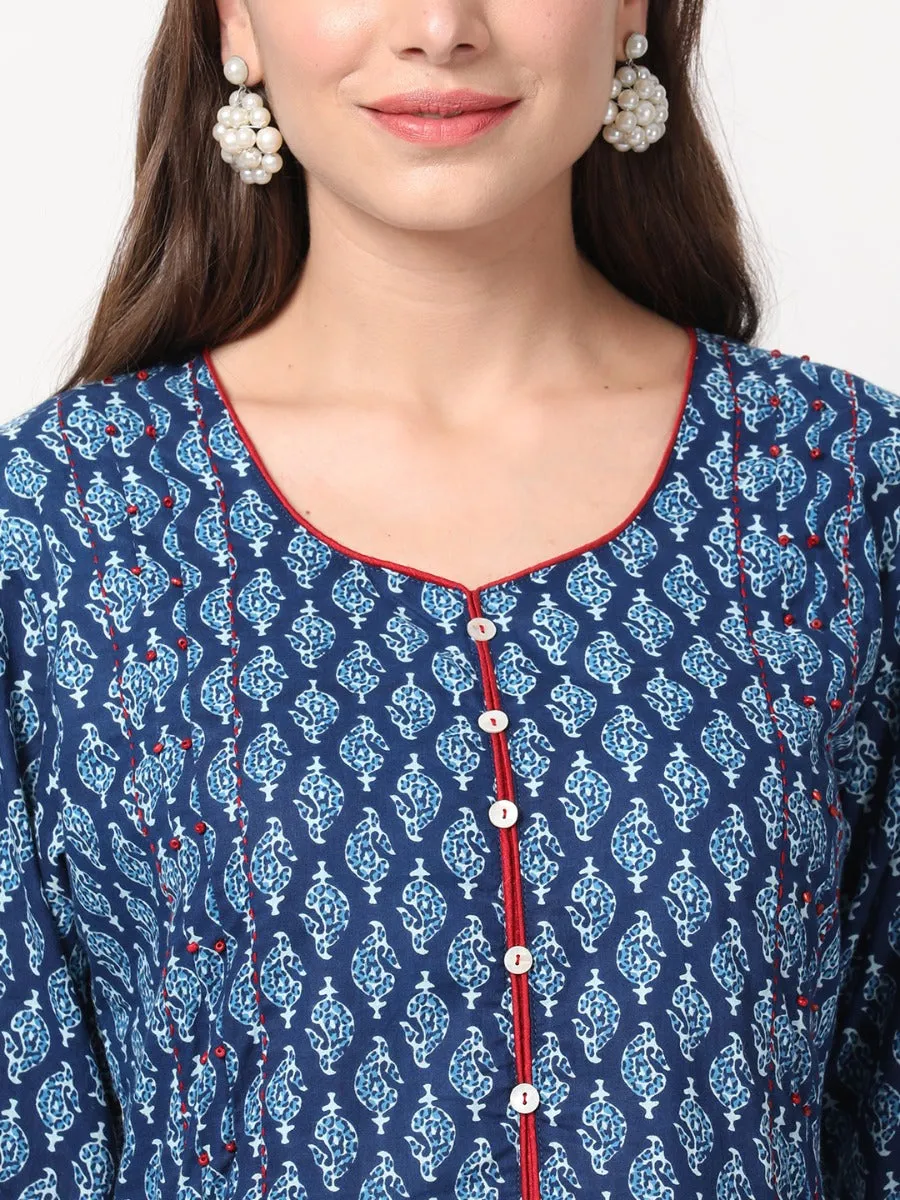 Indigo Ornamental Printed Kurta