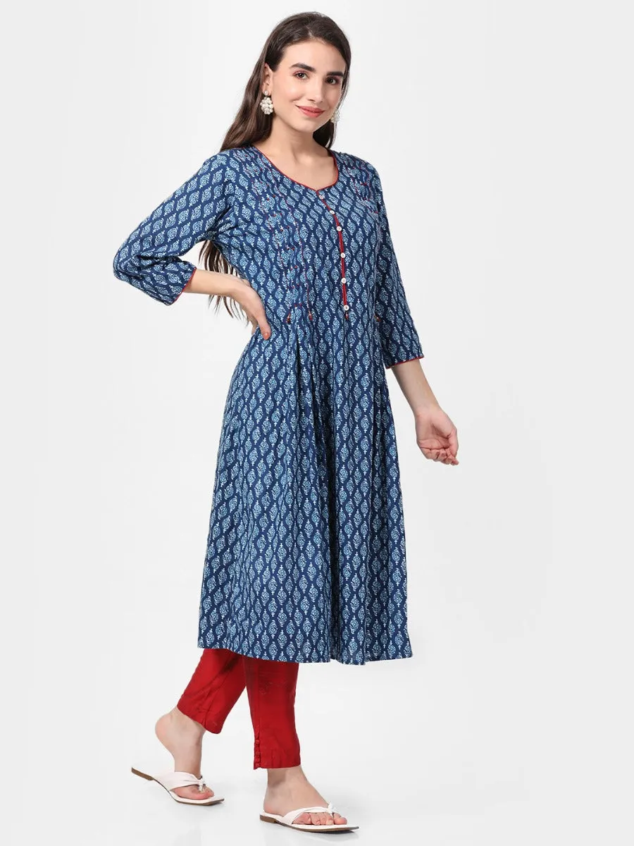 Indigo Ornamental Printed Kurta