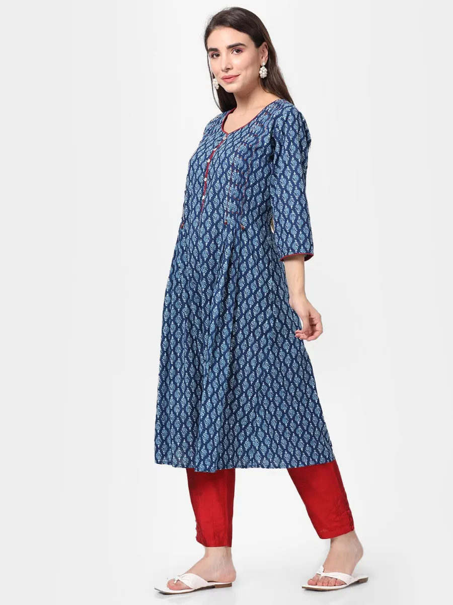 Indigo Ornamental Printed Kurta