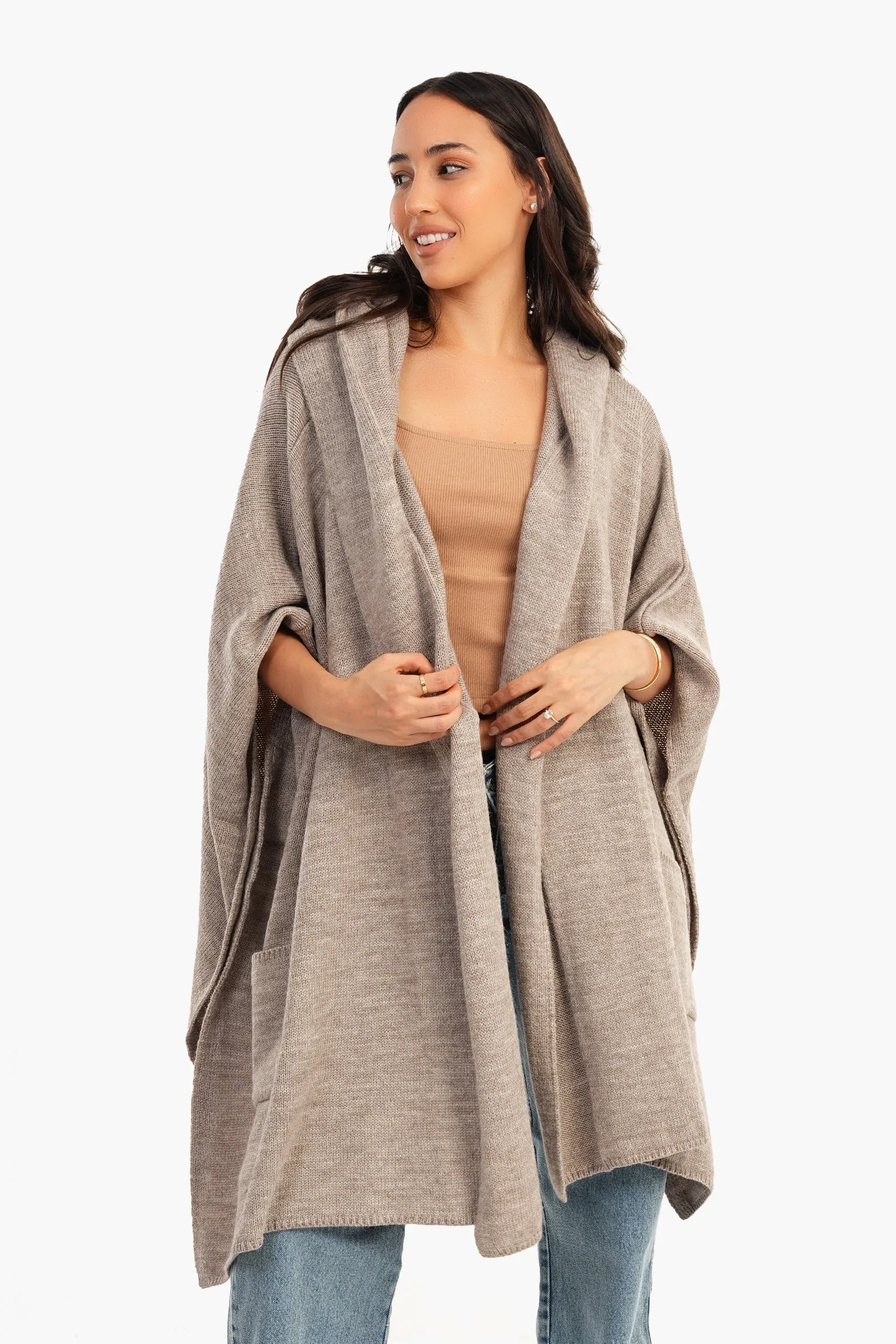 Knitted Hooded Poncho