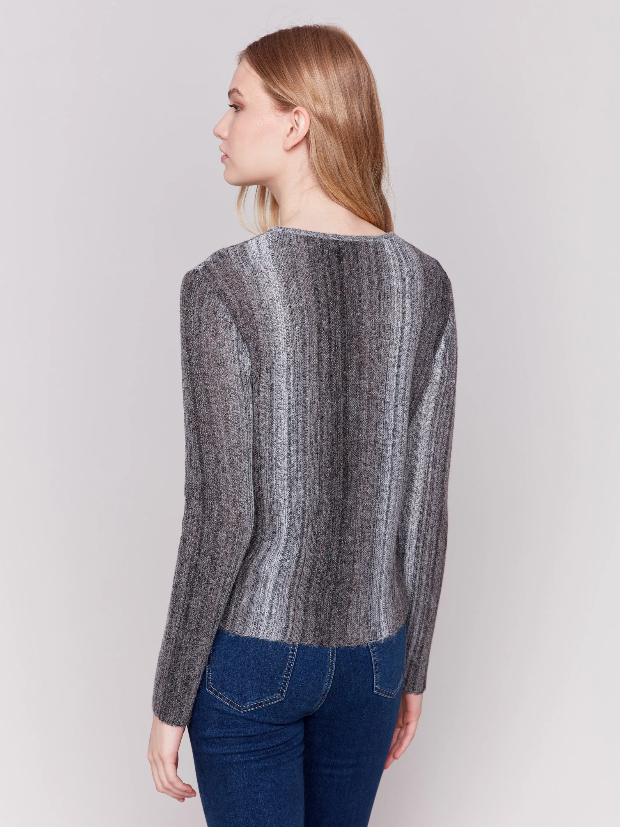 Lightweight Space Dye Yarn Sweater - Charcoal