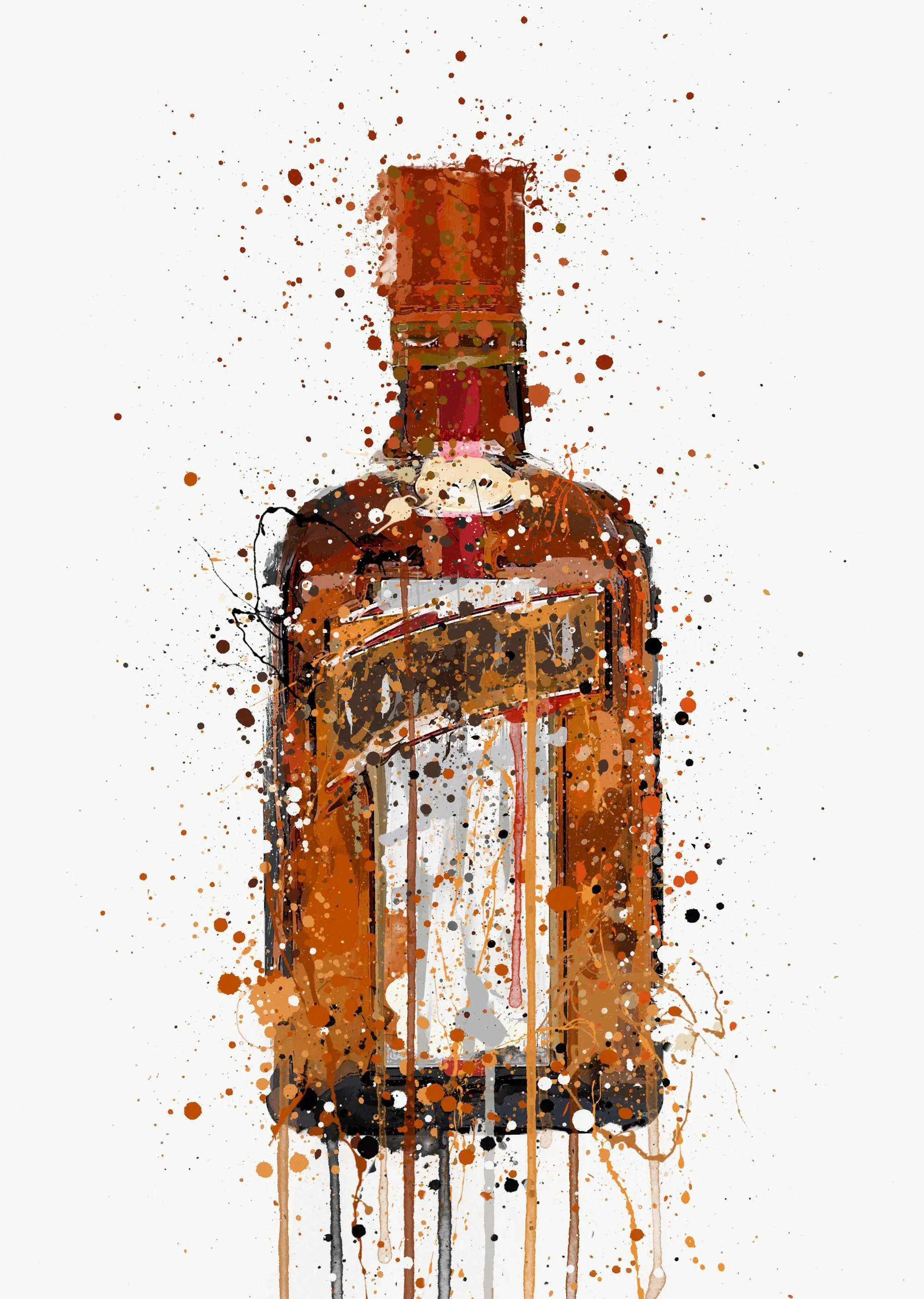 Liqueur Bottle Wall Art Print 'Tangerine'