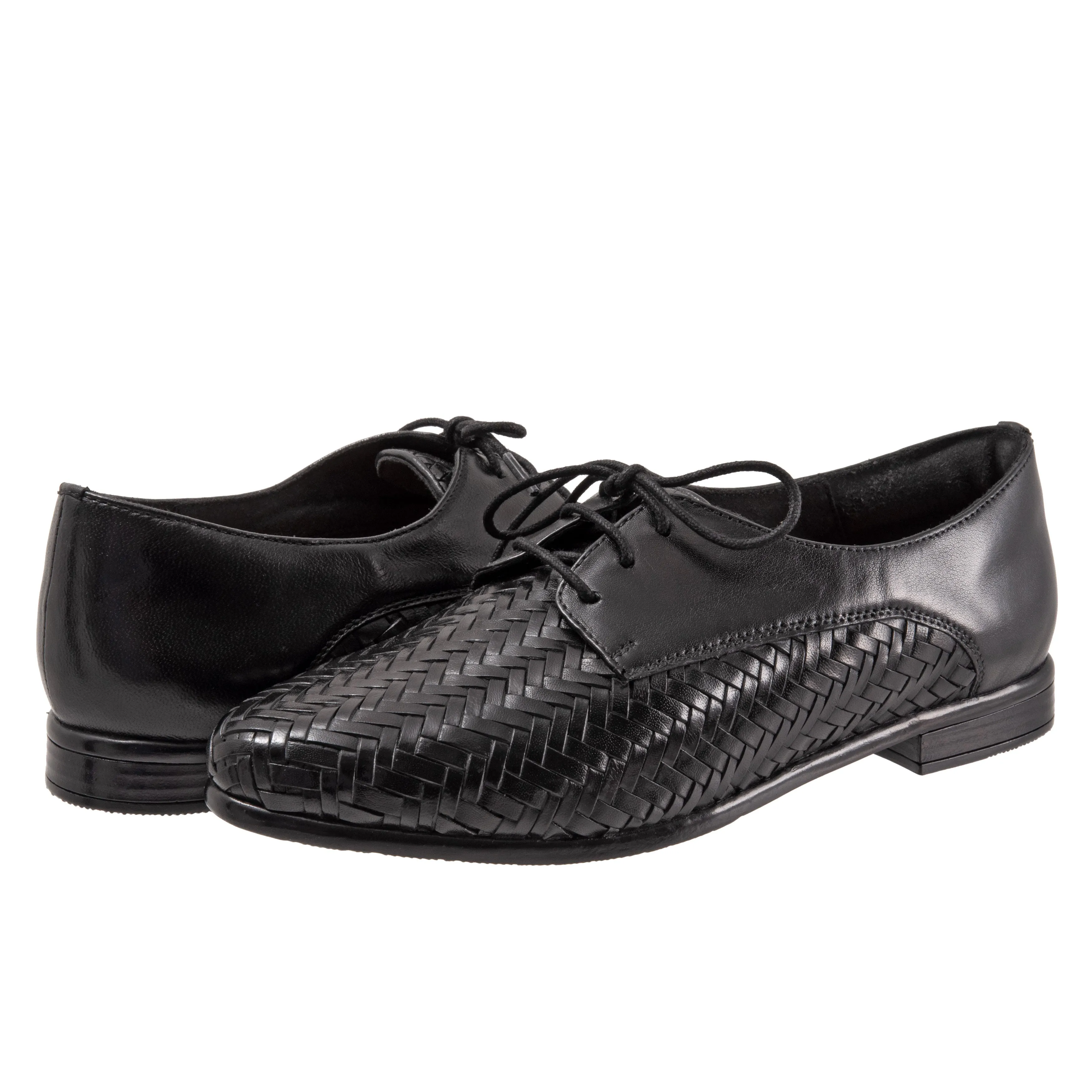 Lizzie Herringbone Black Lace up Shoes