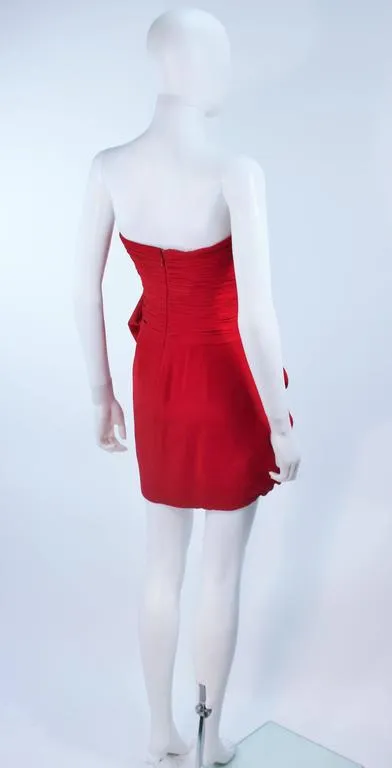 MARCHESA NOTTE Lipstick Red Cocktail Dress with Bow Size 6