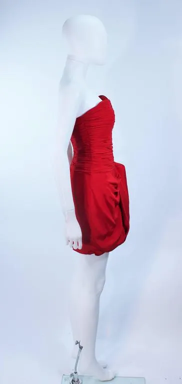 MARCHESA NOTTE Lipstick Red Cocktail Dress with Bow Size 6