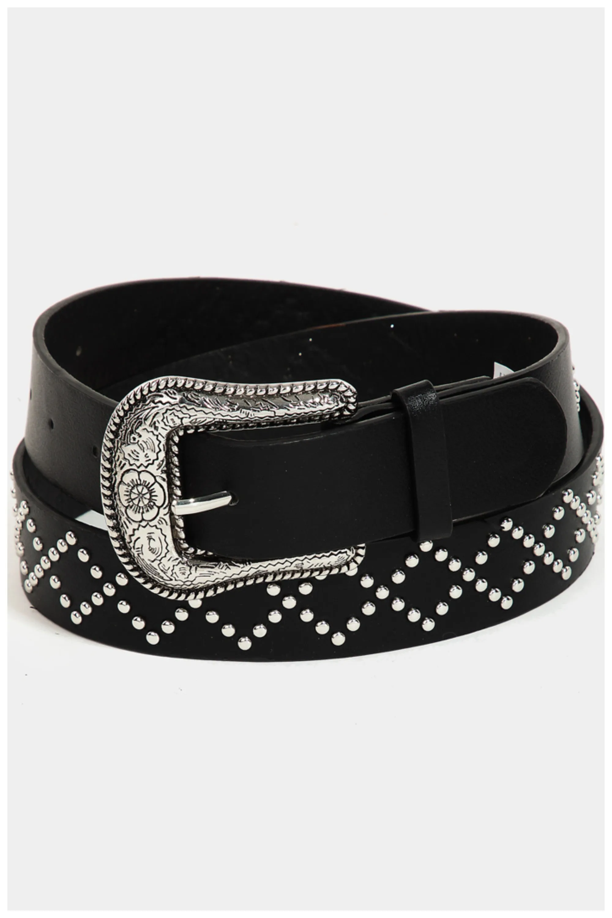 Metallic Studded Faux Leather Belt