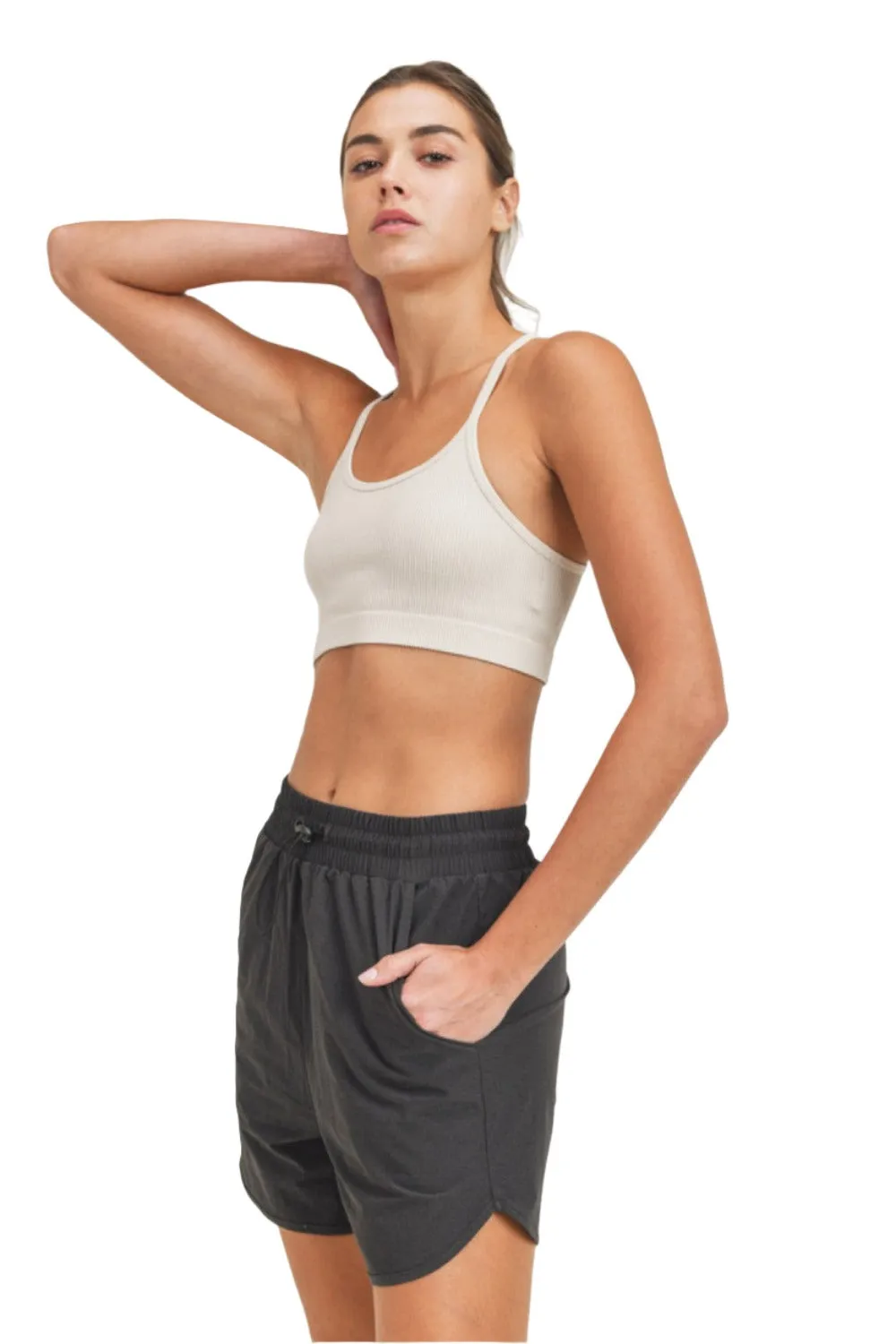 Mono B Rib Seamless Mineral-Washed Sports Bra AT3016