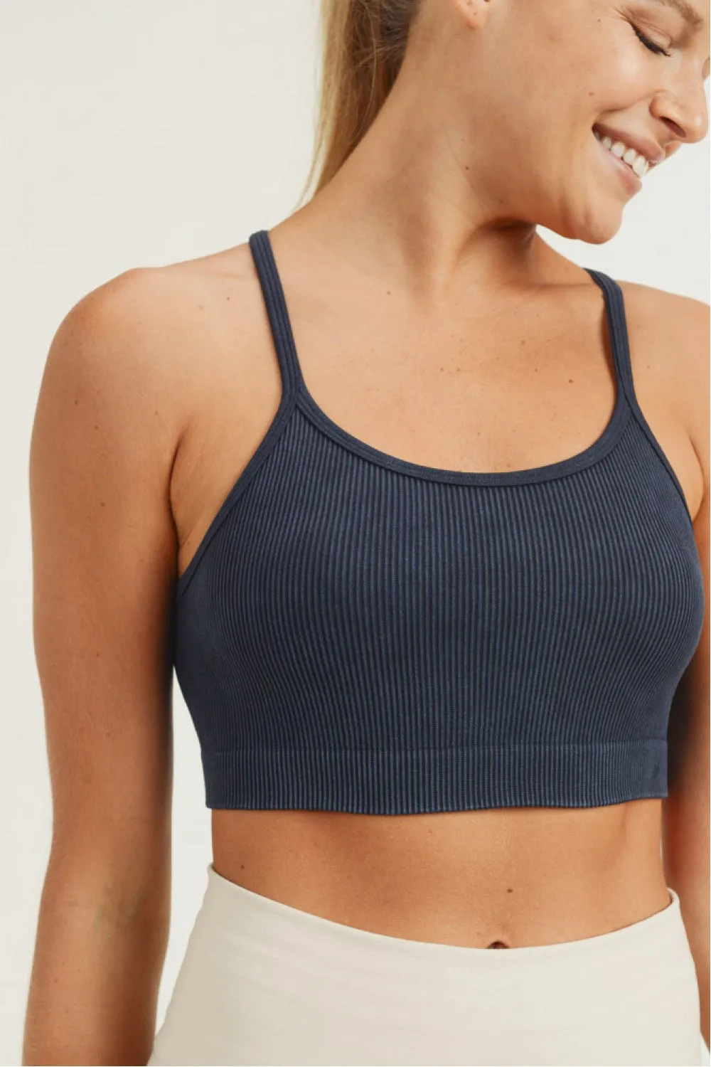 Mono B Rib Seamless Mineral-Washed Sports Bra AT3016