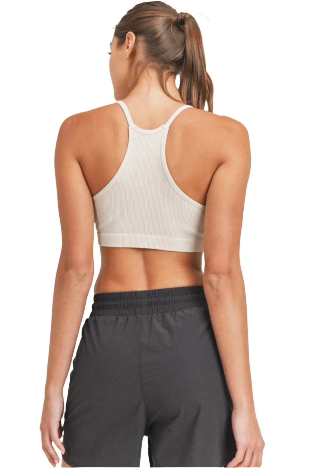 Mono B Rib Seamless Mineral-Washed Sports Bra AT3016