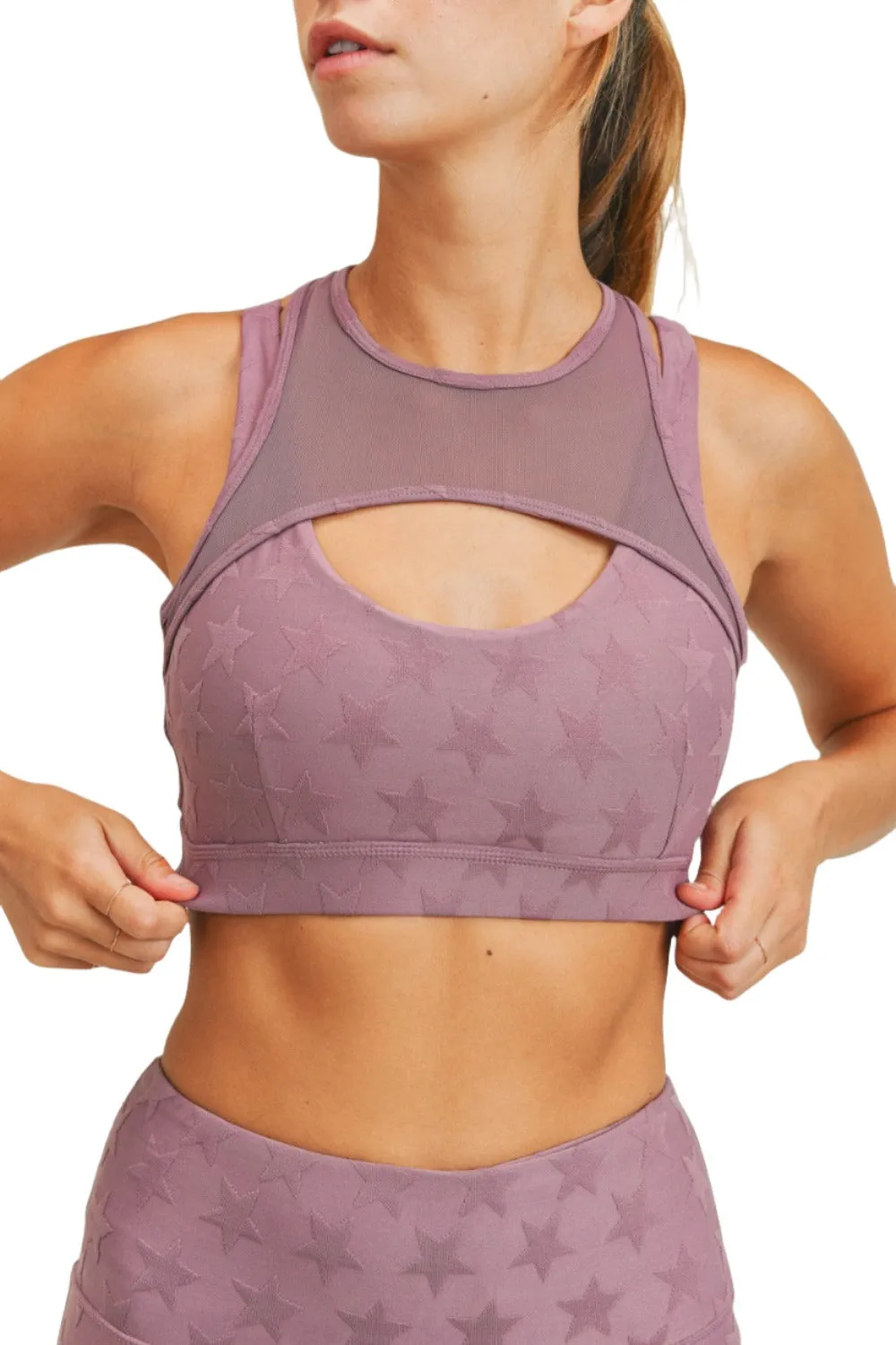 Mono B Textured Star Jacquard TACTEL® Sports Bra AT8075