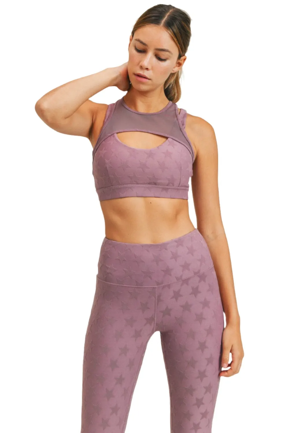 Mono B Textured Star Jacquard TACTEL® Sports Bra AT8075