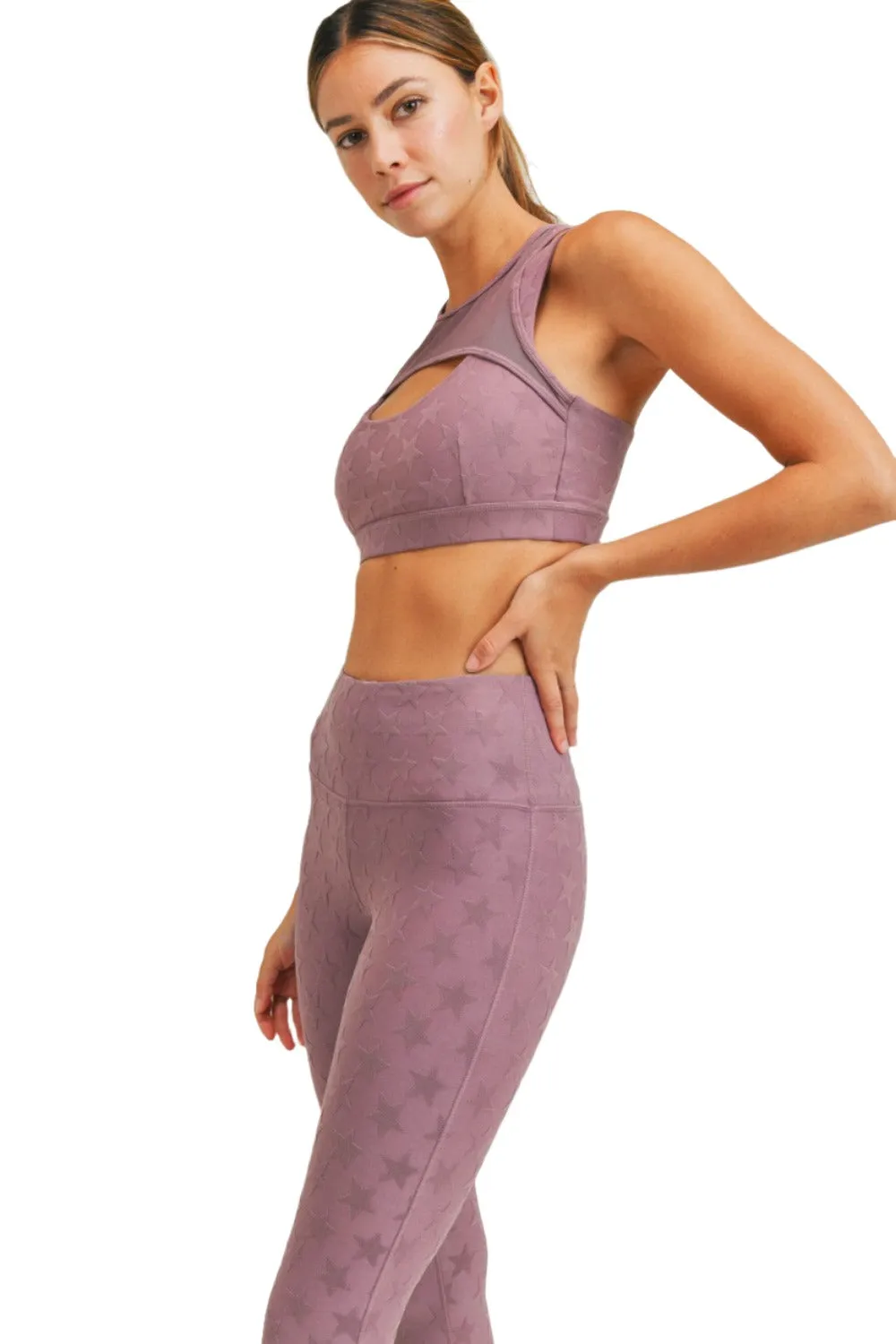 Mono B Textured Star Jacquard TACTEL® Sports Bra AT8075